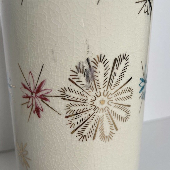VTG Royal Sealy Atomic Starburst MCM Apothecary Vanity Jar 9" Tall Ivory Crazing - Picture 4 of 12